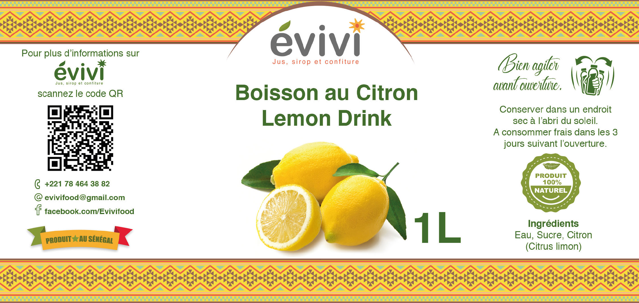Jus de Citron évivi naturel
