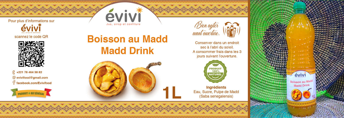 Design d'étiquette de jus madd naturel africain